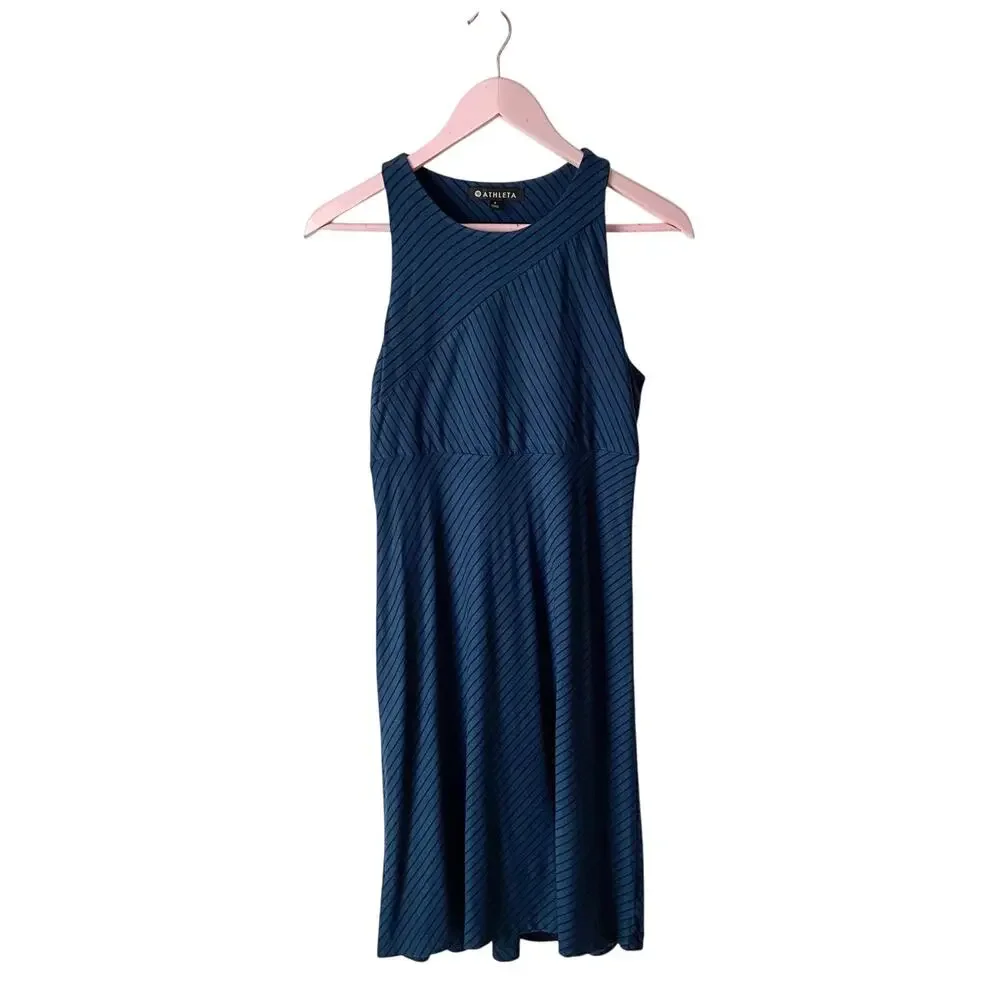 Athleta Blue Striped Tank-Top Dress Size Small - Picture 1 of 5